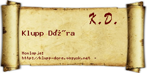 Klupp Dóra névjegykártya